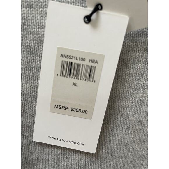 NWT 7 For All Mankind 7FAM Merino Wool Cashmere Blend Sweater Grey Heather XL - Picture 7 of 11